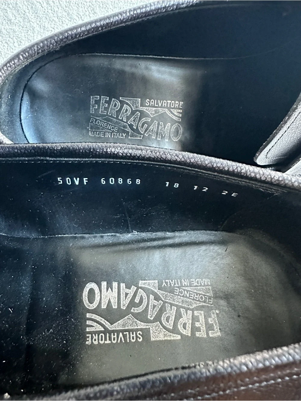 Salvatore Ferragamo black pebbled leather penny‎ loafer size 12 EE